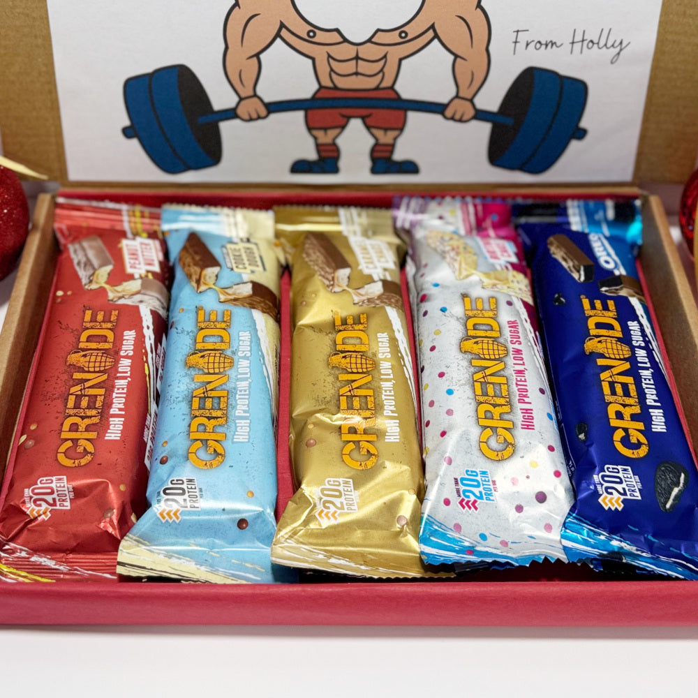 Personalised Christmas Protein Bars Gift Box for Men - 5 Grenade Bars