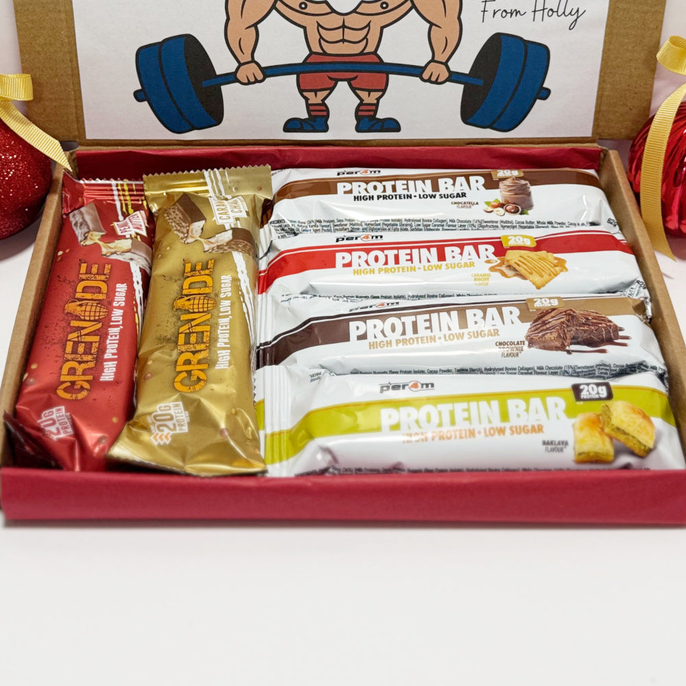 Personalised Protein Bars Christmas Gift Box for Men - 6 Bars