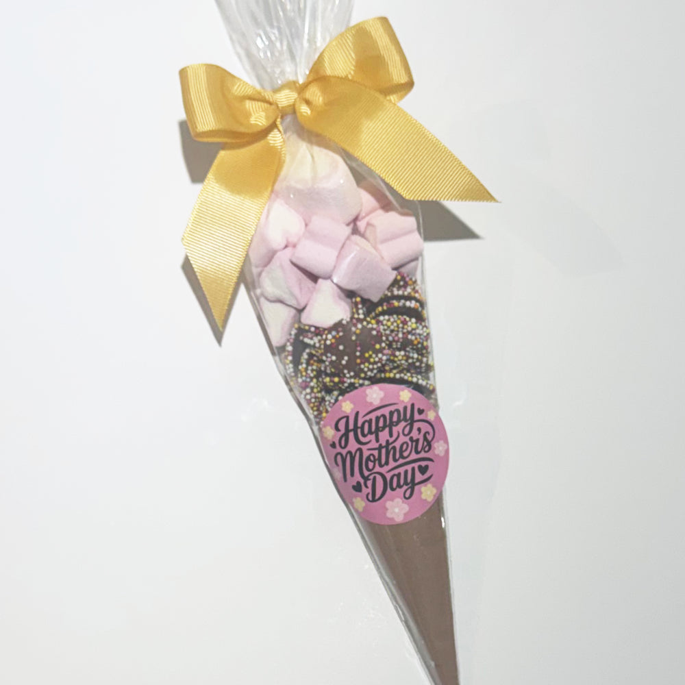 Mother's Day Hot Chocolate Cone - Choc Jazzies & Mini Heart Marshmallows