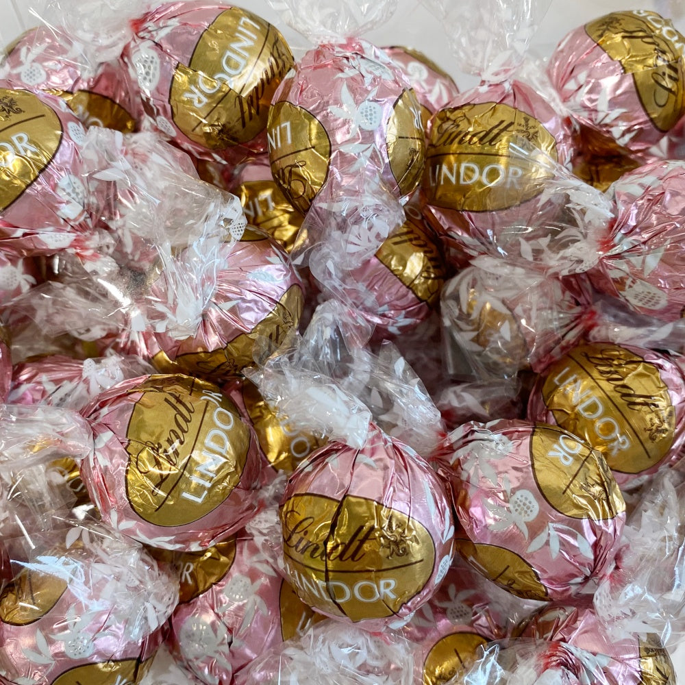 Lindt Strawberry & Vanilla White Chocolate Truffles in a Victorian Jar