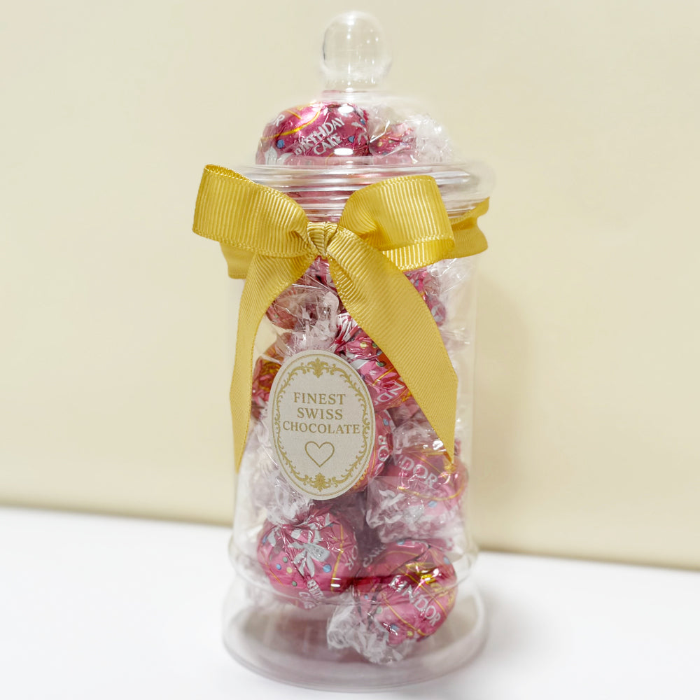 Lindt Birthday Cake White Chocolate Truffles in a Victorian Jar