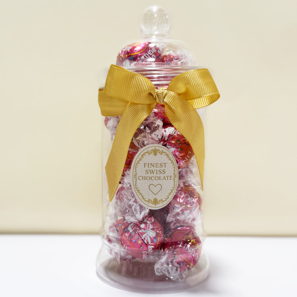 Lindt Birthday Cake White Chocolate Truffles in a Victorian Jar