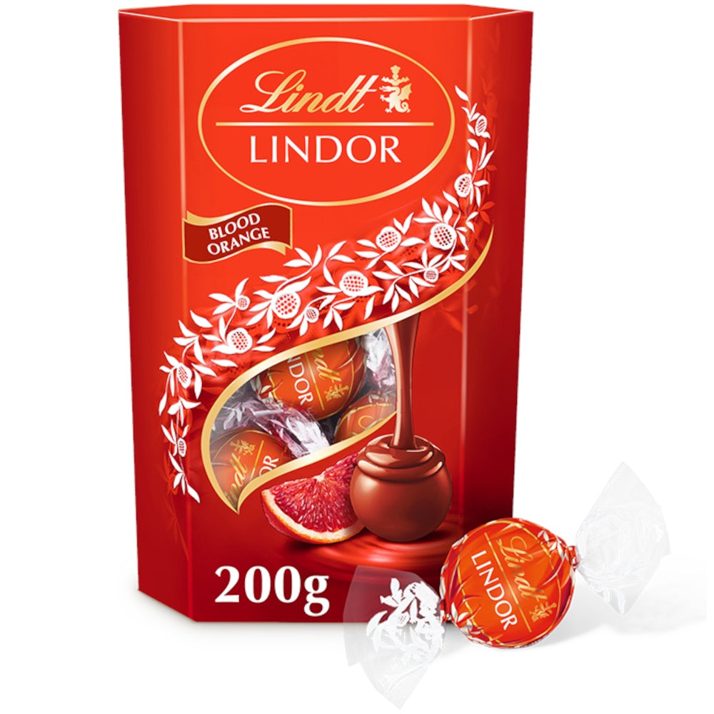 Lindt Lindor Milk Blood Orange Chocolate Truffles Box 200gm
