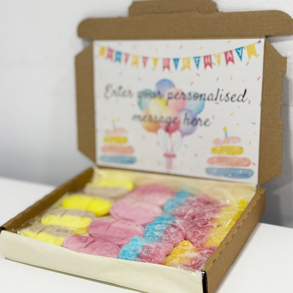 Personalised Bright Birthday Box with Bubs Vegan Sweets