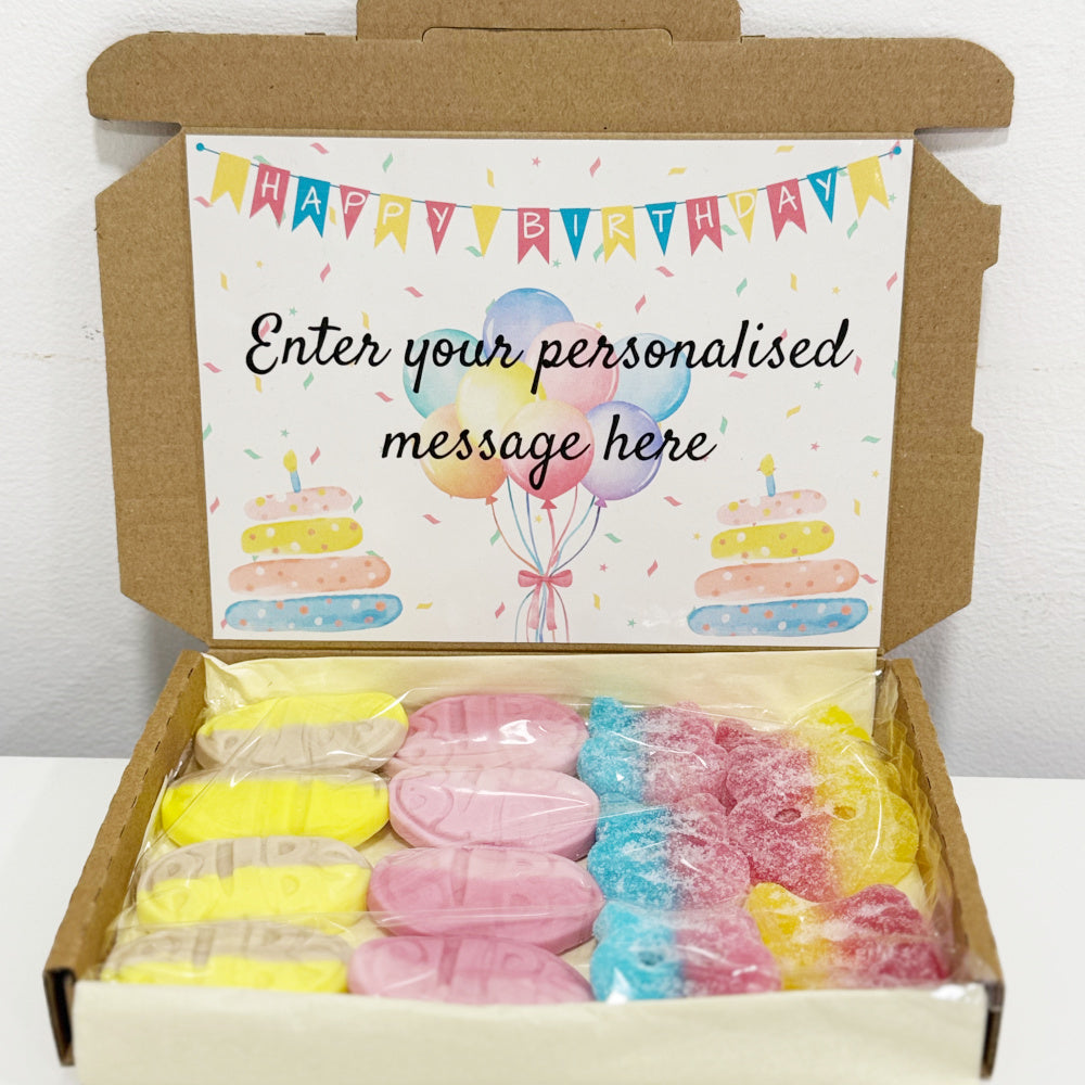 Personalised Bright Birthday Box with Bubs Vegan Sweets