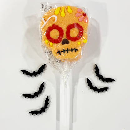 Orange Skull Marshmallow Lollipop
