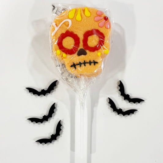 Orange Skull Marshmallow Lollipop