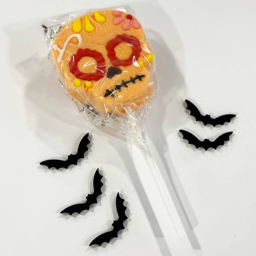 Orange Skull Marshmallow Lollipop