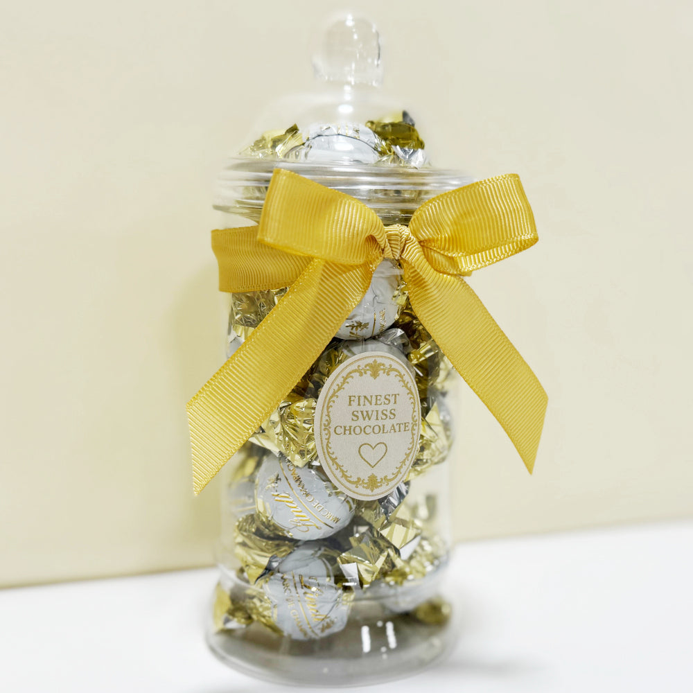 Lindt Champagne Milk Chocolate Truffles in a Victorian Jar