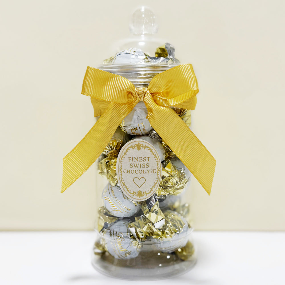 Lindt Champagne Milk Chocolate Truffles in a Victorian Jar
