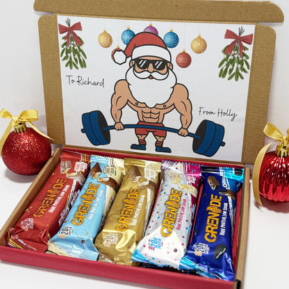 Personalised Christmas Protein Bars Gift Box for Men - 5 Grenade Bars
