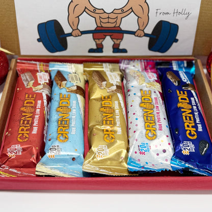 Personalised Christmas Protein Bars Gift Box for Men - 5 Grenade Bars