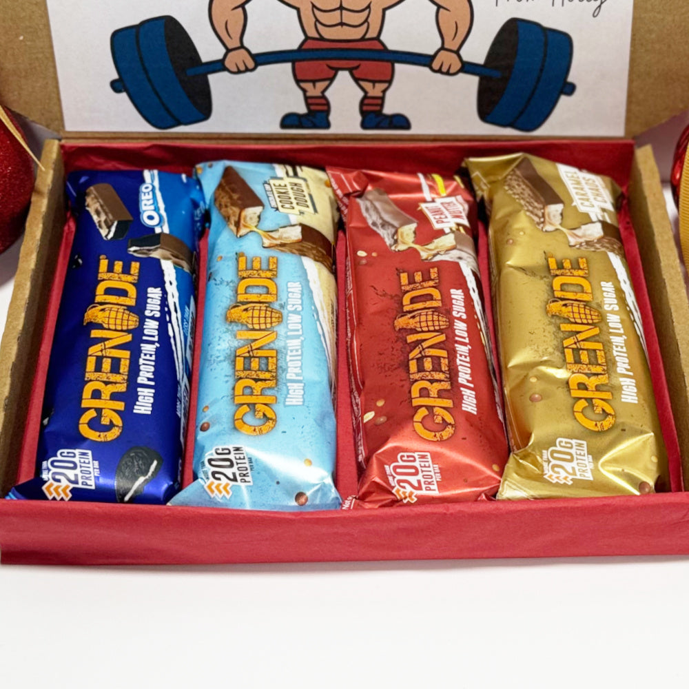 Personalised Christmas Protein Bars Gift Box for Men - 4 Grenade Bars