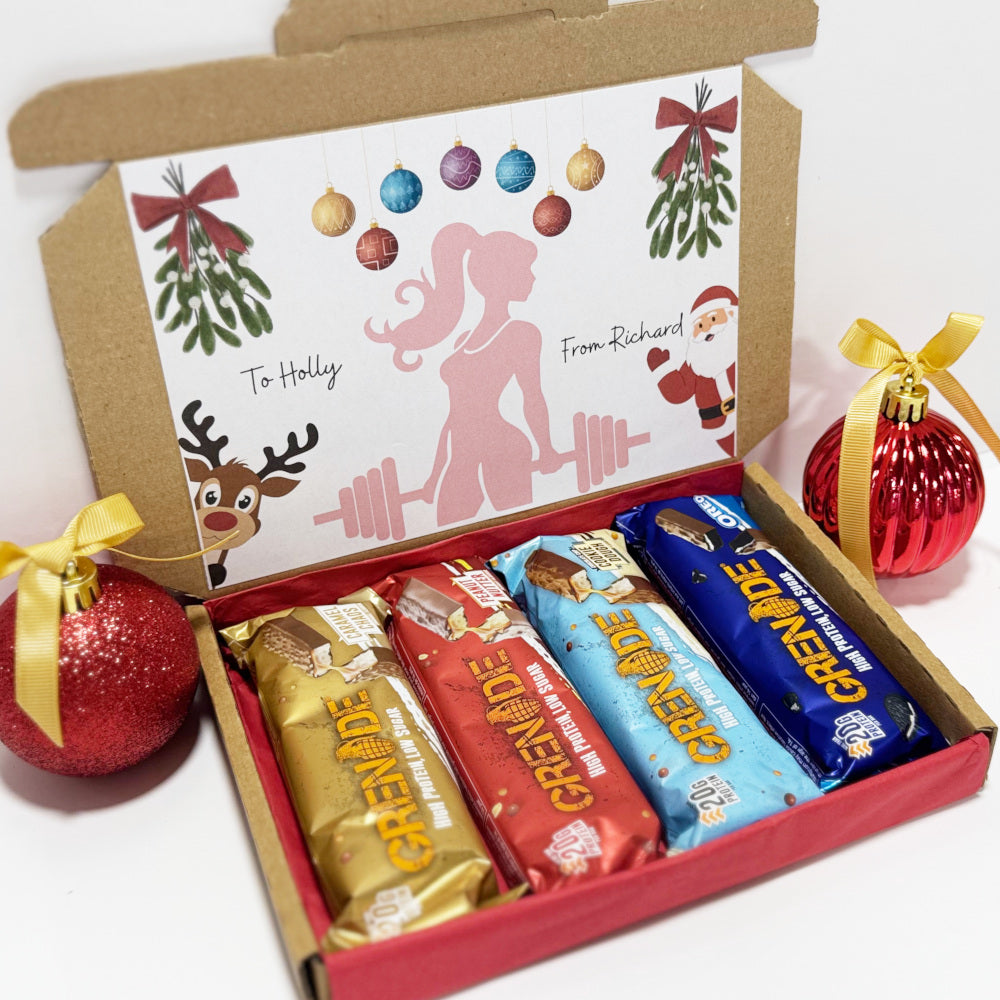Personalised Christmas Protein Bars Gift Box for Women - 4 Grenade Bars