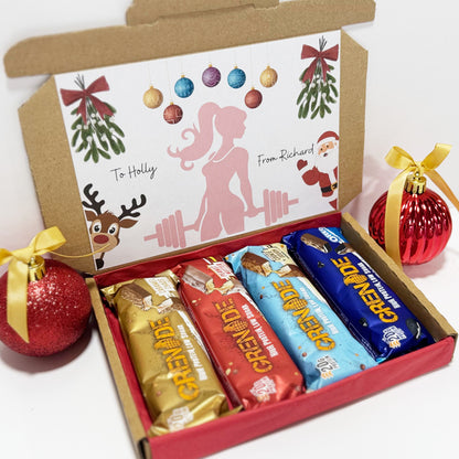 Personalised Christmas Protein Bars Gift Box for Women - 4 Grenade Bars