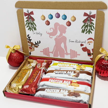 Personalised Protein Bars Christmas Gift Box for Women - 6 Bars