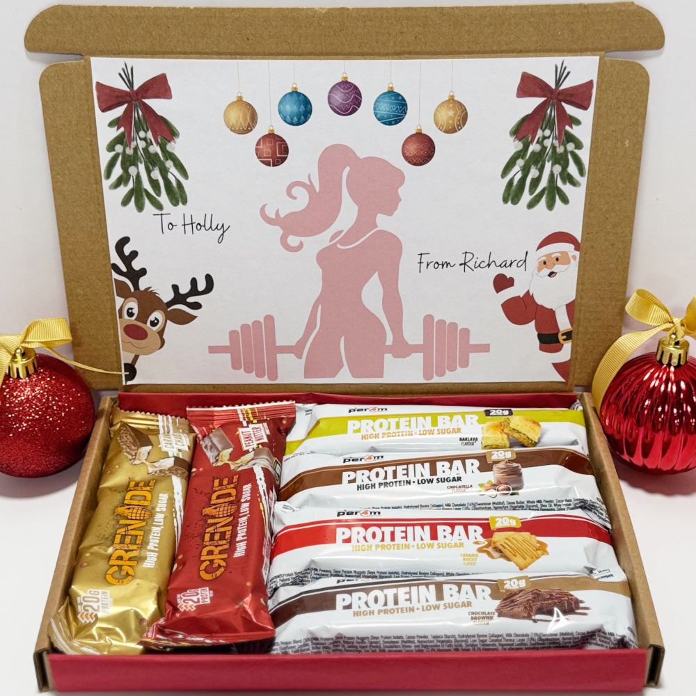 Personalised Protein Bars Christmas Gift Box for Women - 6 Bars