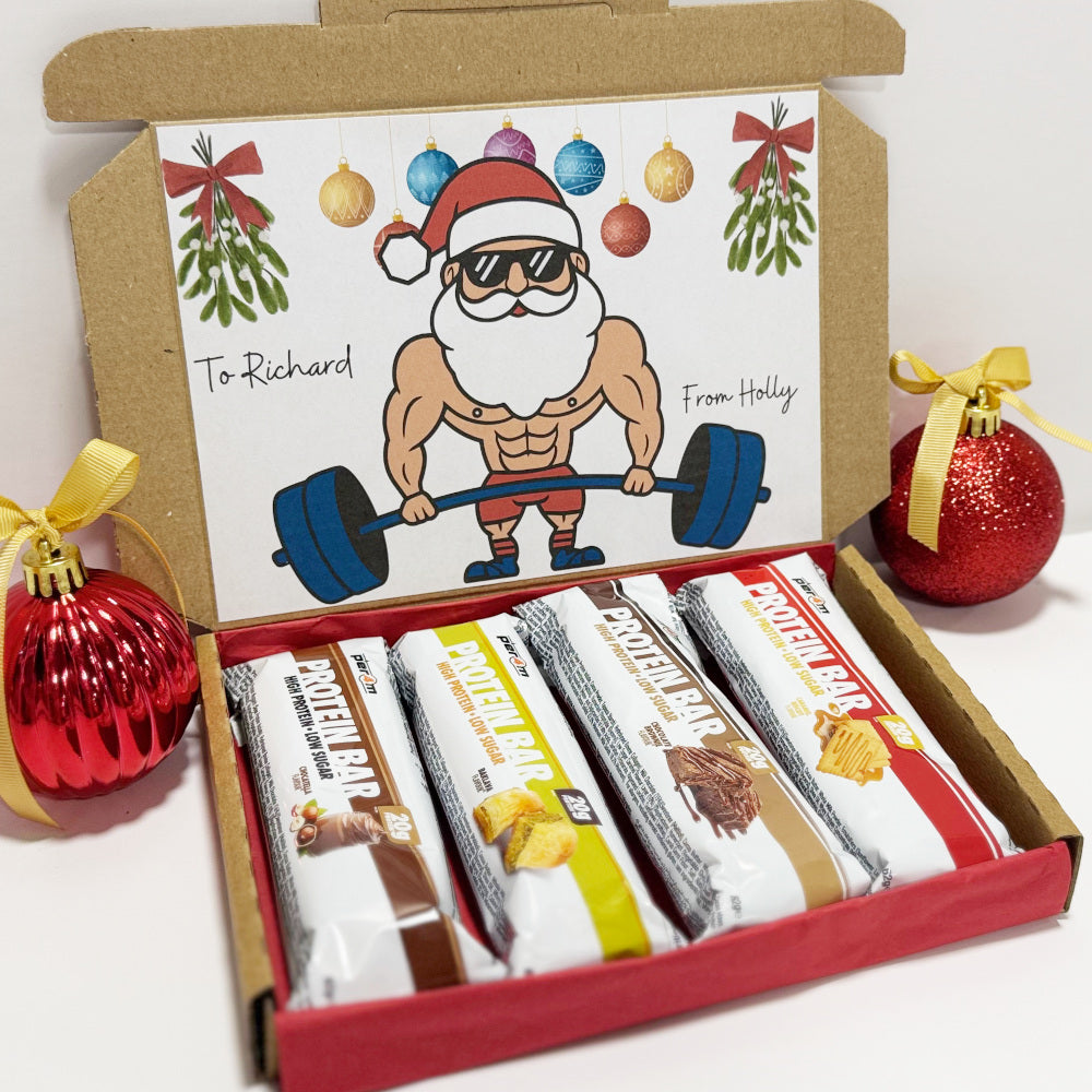 Personalised Christmas Protein Bars Gift Box for Men - 4 Per4m Bars