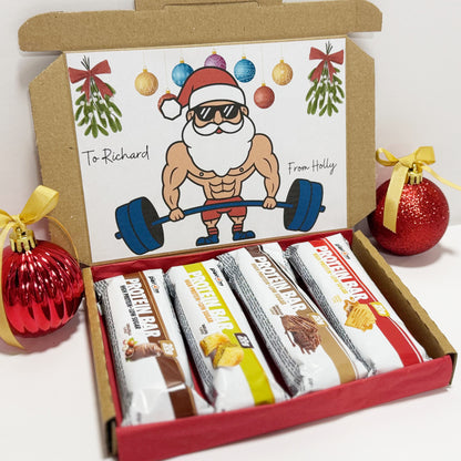 Personalised Christmas Protein Bars Gift Box for Men - 4 Per4m Bars