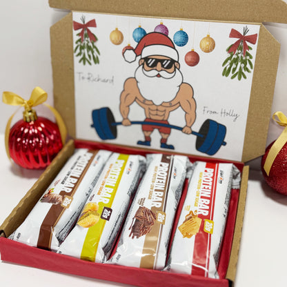 Personalised Christmas Protein Bars Gift Box for Men - 4 Per4m Bars