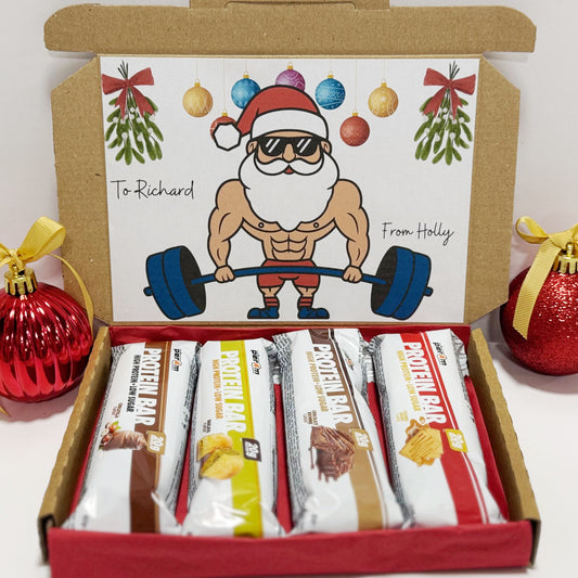 Personalised Christmas Protein Bars Gift Box for Men - 4 Per4m Bars