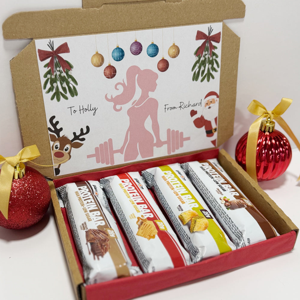 Personalised Christmas Protein Bars Gift Box for Women - 4 Per4m Bars