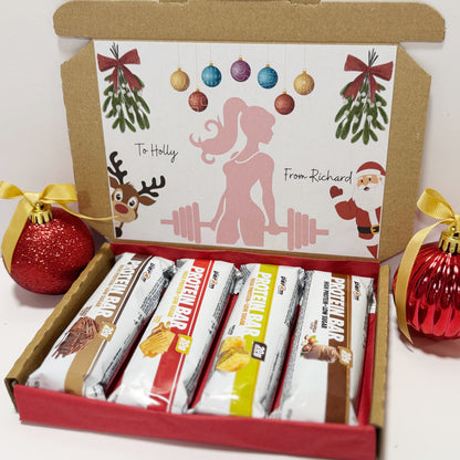 Personalised Christmas Protein Bars Gift Box for Women - 4 Per4m Bars