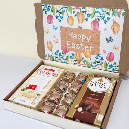 Happy Easter Floral Ferrero Chocolates and Bunnies Box
