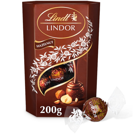 Lindt Lindor Milk Hazelnut Chocolate Truffles Box 200gm