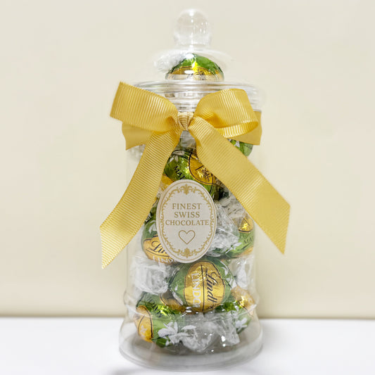 Lindt Matcha White Chocolate Truffles in a Victorian Jar