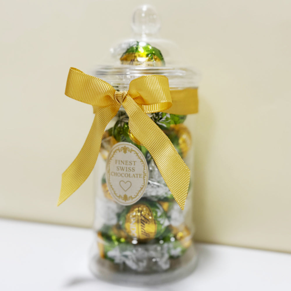 Lindt Matcha White Chocolate Truffles in a Victorian Jar