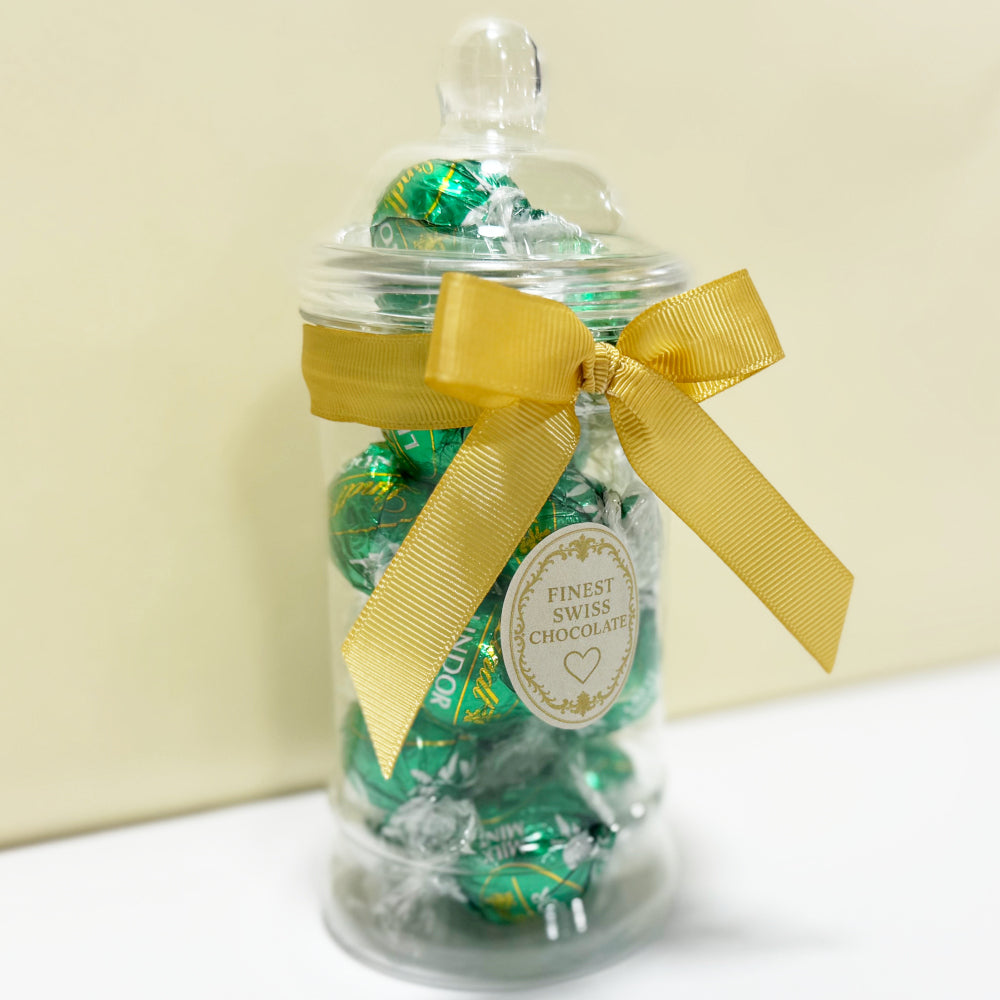 Lindt Mint Milk Chocolate Truffles in a Victorian Jar