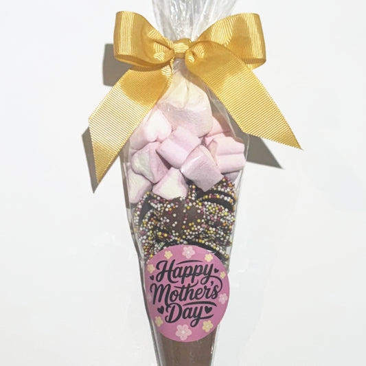 Mother's Day Hot Chocolate Cone - Choc Jazzies & Mini Heart Marshmallows