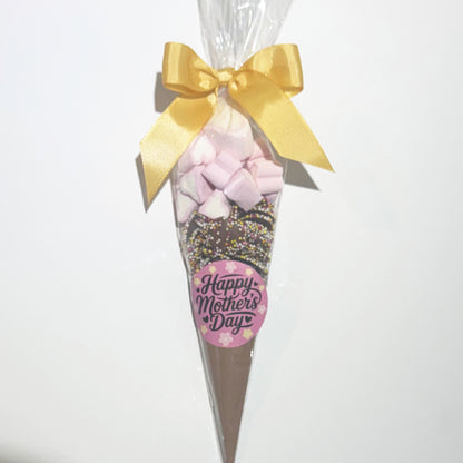Mother's Day Hot Chocolate Cone - Choc Jazzies & Mini Heart Marshmallows