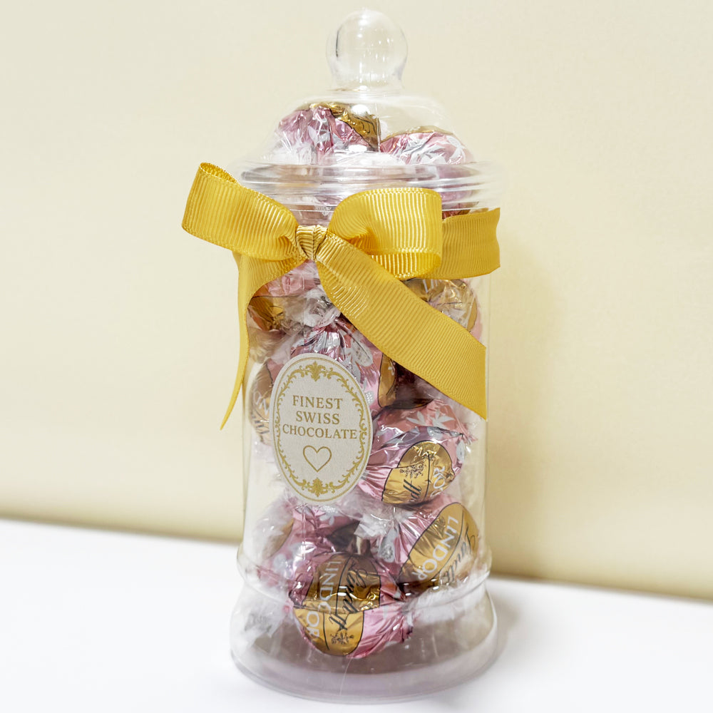 Lindt Strawberry & Vanilla White Chocolate Truffles in a Victorian Jar