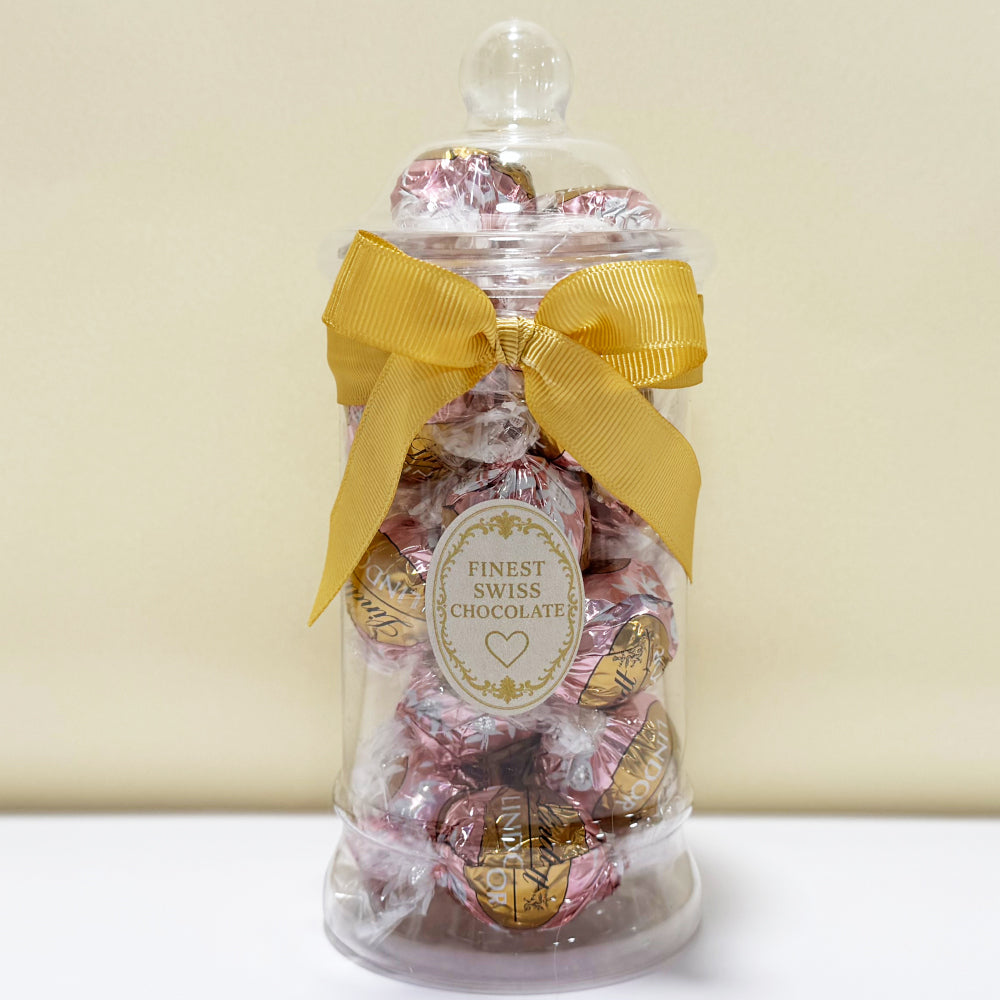Lindt Strawberry & Vanilla White Chocolate Truffles in a Victorian Jar