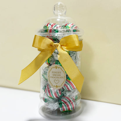 Lindt Peppermint Cookie Truffles in a Victorian Jar