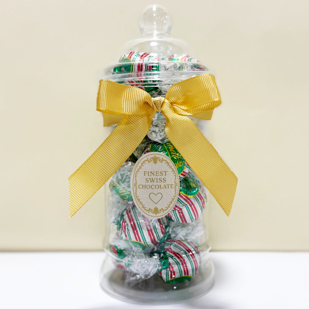 Lindt Peppermint Cookie Truffles in a Victorian Jar