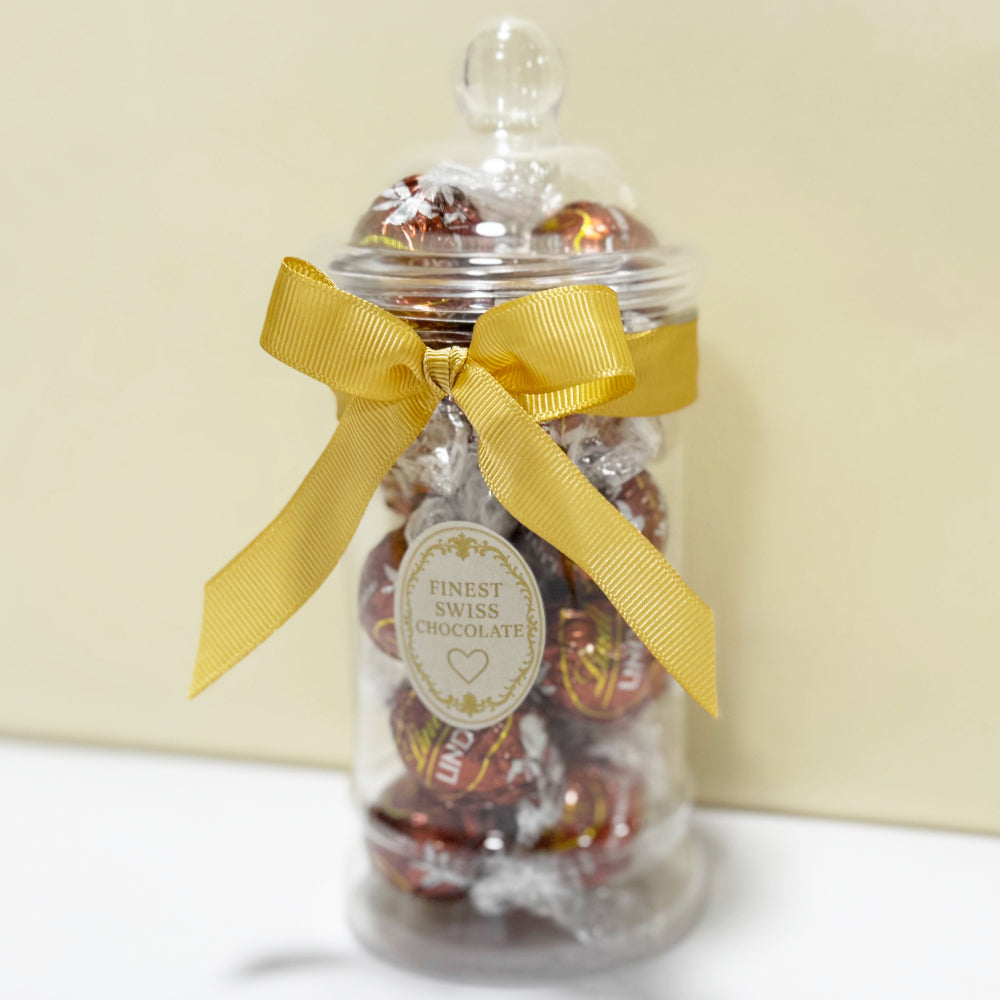 Lindt Snickerdoodle Vanilla Cinnamon & Cookie White Chocolate Truffles in a Victorian Jar