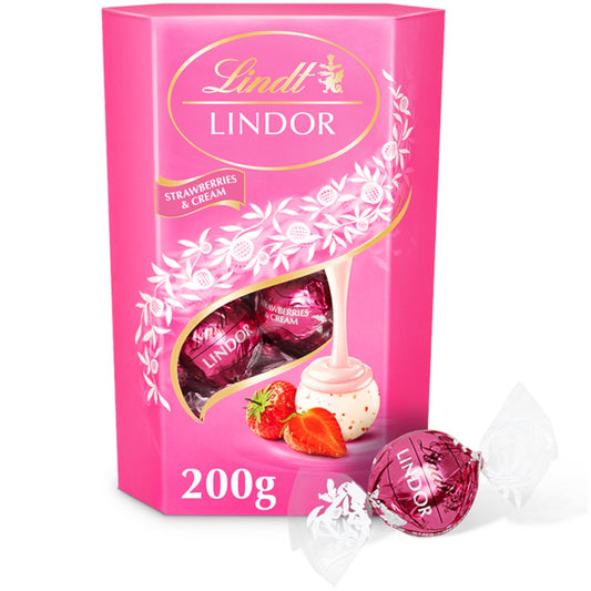 Lindt Lindor Strawberries & Cream Chocolate Truffles Box 200gm