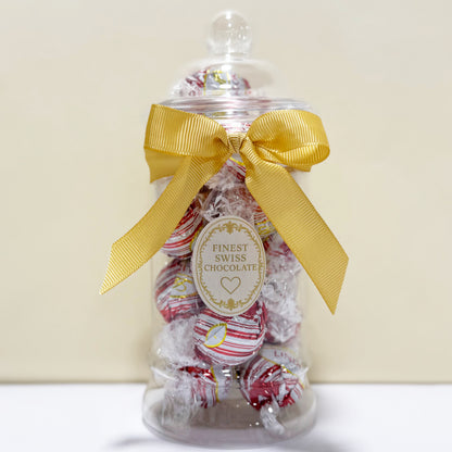 Lindt White Peppermint Chocolate Truffles in a Victorian Jar