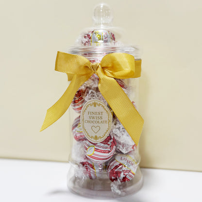 Lindt White Peppermint Chocolate Truffles in a Victorian Jar
