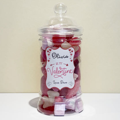 Personalised Valentines Day Sweets Mix in a Victorian Jar - Be My Valentine