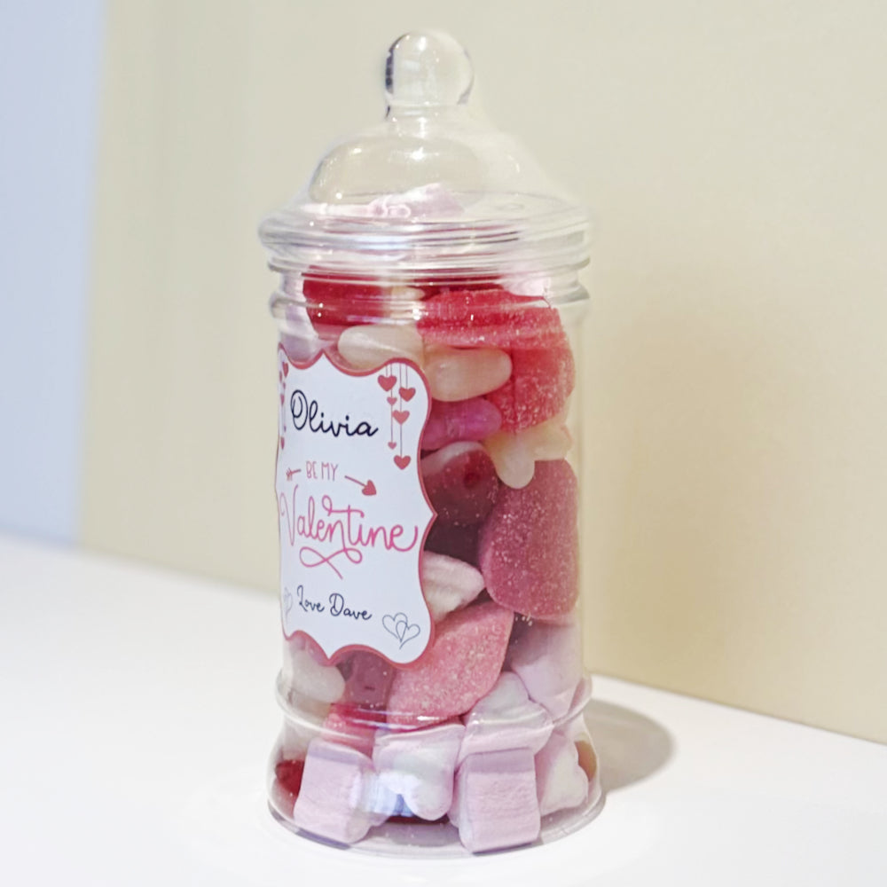 Personalised Valentines Day Sweets Mix in a Victorian Jar - Be My Valentine