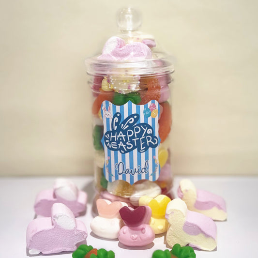 Personalised Easter Victorian Sweets Jar - Blue Stripes