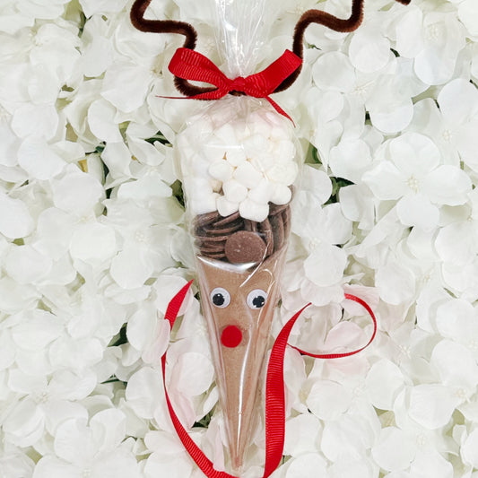 Christmas Reindeer Hot Chocolate Cone - Chocolate Drops