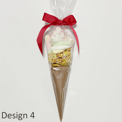 Christmas Hot Chocolate Cones with Chocolates and Marshmallows