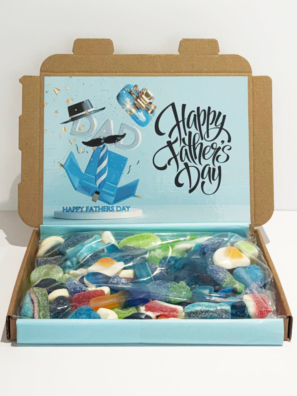 Father's Day 450g Pick and Mix Sweets Gift Box,  Retro Hat & Bow Tie Design
