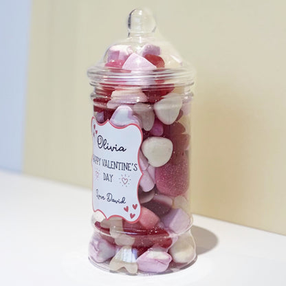 Personalised Valentines Day Sweets Mix in a Victorian Jar - Happy Valentine's Day