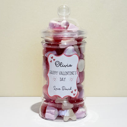 Personalised Valentines Day Sweets Mix in a Victorian Jar - Happy Valentine's Day